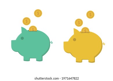 Piggy Bank Vector Illustration Template