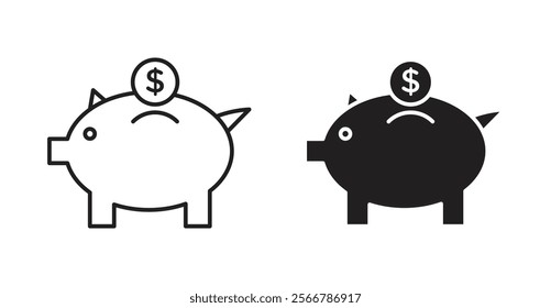 Piggy bank vector line icon illustration