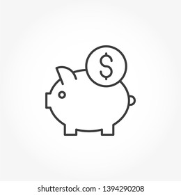 Piggy Bank Vector Out Line Icon