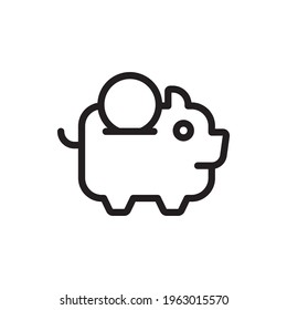Piggy Bank Vector Outline Icon. Banking and Finance Symbol EPS 10 FIle
