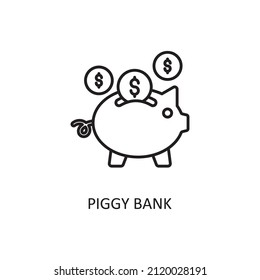 Piggy Bank Vector Outline Icon Design illustration. Banking and Payment Symbol on White background EPS 10 File