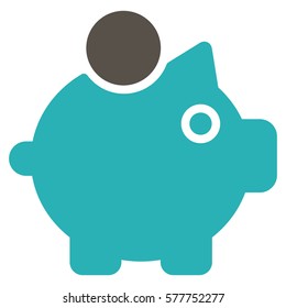 Piggy Bank vector pictogram. Illustration style is a flat iconic bicolor grey and cyan symbol on white background.