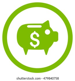 Piggy Bank vector rounded icon. Image style is a flat icon symbol inside a circle, eco green color, white background.