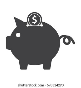 Piggy Bank vector silhouette on white background, savings, investment