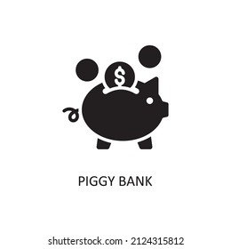 Piggy Bank Vector Solid Icon Design illustration. Banking and Payment Symbol on White background EPS 10 File