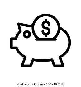 piggy bank vector thin line icon
