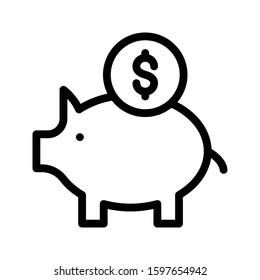 piggy bank vector thin line icon 