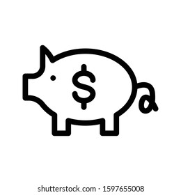 piggy bank vector thin line icon 