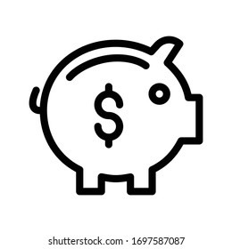 piggy bank vector thin line icon 