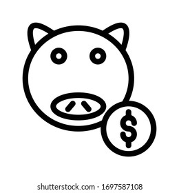 piggy bank vector thin line icon 