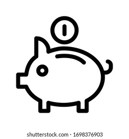 icono de línea delgada de vectores de banco piggy 