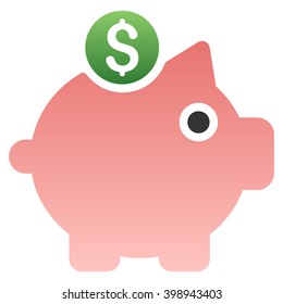 Piggy Bank vector toolbar icon for software design. Style is a gradient icon symbol on a white background.