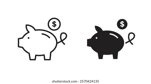 Piggy bank vector web icons set