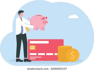 piggy bank, wallet. People save money with banking service. Set of banking vector illustrations

