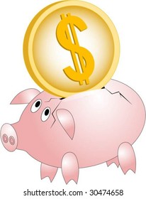 piggy bank which can not swallow dollar and crackings