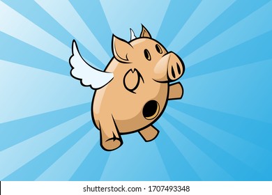Piggy bank with wings - Cartoon