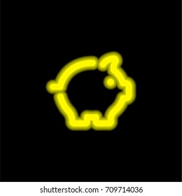 Piggy bank yellow glowing neon ui ux icon. Glowing sign logo vector