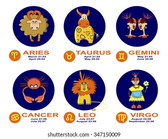 Piggy Bank of Zodiac icon set. Aries, Taurus, Gemini, Cancer, Leo, Virgo