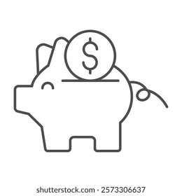 Piggy Banking thinline icon, editable vector icon, pixel perfect, illustrator ai file 