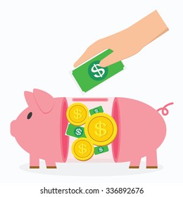 piggy bank,money saving concept,vector