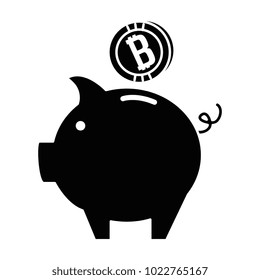 piggy with bitcoin virtual money icon