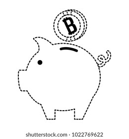 piggy with bitcoin virtual money icon
