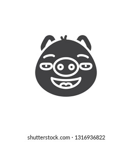 Piggy calm face emoticon vector icon. filled flat sign for mobile concept and web design. Happy face emoji glyph icon. Pig year zodiac symbol, logo illustration. Pixel perfect vector graphics