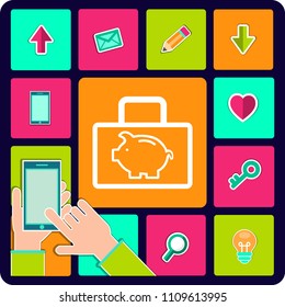 Piggy case vector icon