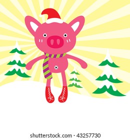 piggy christmas card
