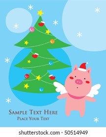 piggy christmas greeting card