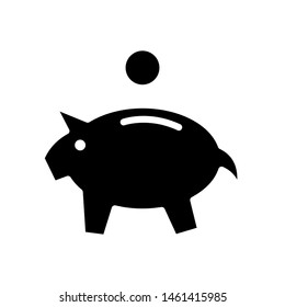 Piggy Coin Icon , Template Logo Design Vector Illustration , Save Money Simple Outline Solid Background White

