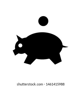Piggy Coin Icon , Template Logo Design Vector Illustration , Save Money Simple Outline Solid Background White
