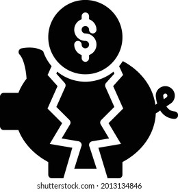 piggy coin vector glyph flat icon
