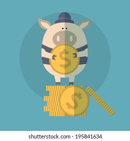 Piggy and coins