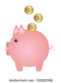 piggy with coins isolated over white background. vector