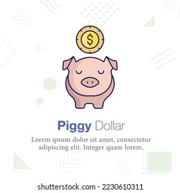 Schweine, Dollar, Geld sparen, Vektorsymbol
