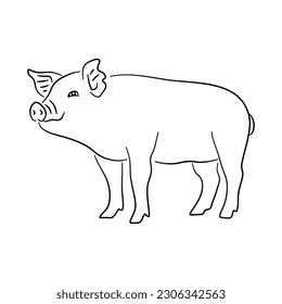 Cerdo al estilo doodle. Dibujo de iconos hecho a mano. Vector.