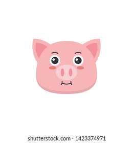 piggy face cute cartoon icon vector on a white background
