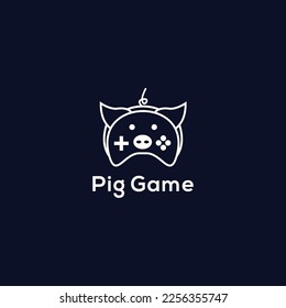 piggy game logo  logo icon design template flat vector