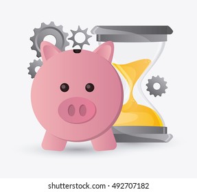 Piggy hourglass and gears design