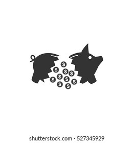 Piggy icon flat. Illustration isolated vector sign symbol