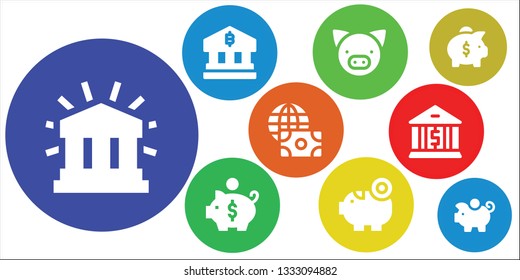 piggy icon set. 9 filled piggy icons.  Collection Of - Financial, Bank, Pig, Piggy bank, Economy