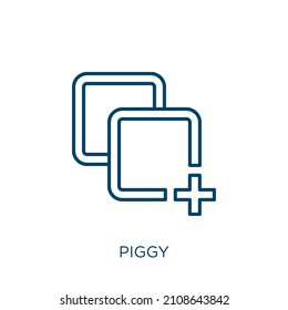 piggy icon. Thin linear piggy outline icon isolated on white background. Line vector piggy sign, symbol for web and mobile