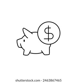 piggy investmen outline icon thin vector design good for website or mobile app