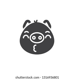 Piggy kissing face emoticon vector icon. filled flat sign for mobile concept and web design. Blowing kiss piggy emoji glyph icon. Pig year zodiac symbol, logo illustration. Pixel perfect vector