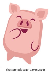 Piggy is laughing, illustration, vector on white background.