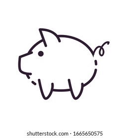 piggy line style icon of money financial item banking commerce market payment buy currency accounting and invest theme Vector illustration