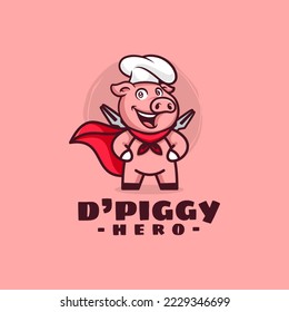 Piggy Mascot Cartoon Character Vector logo Illustration Graphic Design Template Inspiration idea