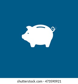 Piggy Money Bank Flat Icon On Blue Background