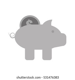 piggy money coin dollar bank gray color vector illustration eps 10